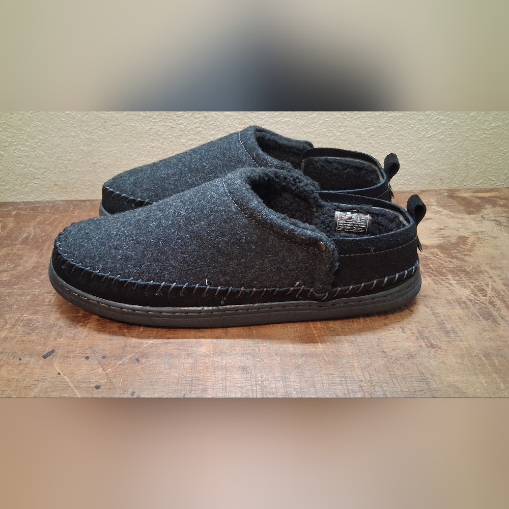 Woolrich Men's Slippers Charcoal Solid Lined Cozy House Shoes Size 9 Unisex